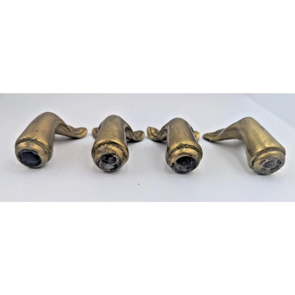 4 Brass Fish Tail Foot End Slip on Part Solid Decor Repurpose Furniture Pieces